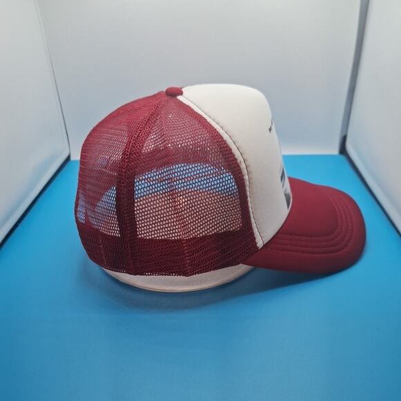 Vaccine Fanny Trucker Snapback Hat Cap Foam Burgundy Retro Logo - Picture 5 of 6